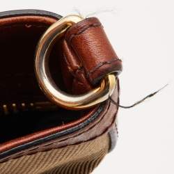 Pre Owned Burberry Beige/Tan House Check Canvas and Leather Hobo