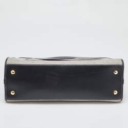 Pre Owned Burberry Tri Color Leather and Canvas Medium Pocket Bag