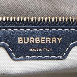Pre Owned Burberry Tri Color Leather and Canvas Medium Pocket Bag