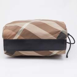 Burberry Beige/Black Nova Check Nylon and Leather Buckleigh Tote