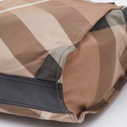 Burberry Beige/Black Nova Check Nylon and Leather Buckleigh Tote