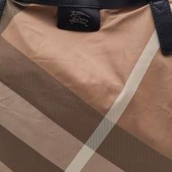 Burberry Beige/Black Nova Check Nylon and Leather Buckleigh Tote