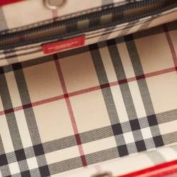 Pre Owned Burberry Red Croc Embossed Leather Frame Satchel