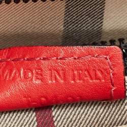 Pre Owned Burberry Red Croc Embossed Leather Frame Satchel