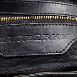Pre Owned Burberry Beige/Black House Check Canvas and Leather Medium Bridle Gosford Hobo