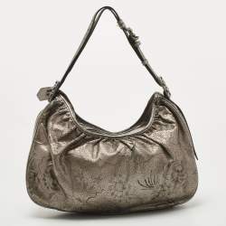 Pre Owned Burberry Metallic Laser Cut Leather Avondale Hobo