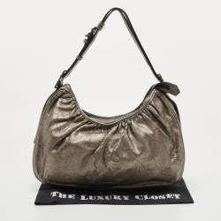Pre Owned Burberry Metallic Laser Cut Leather Avondale Hobo