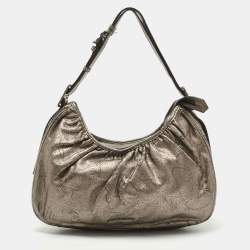 Pre Owned Burberry Metallic Laser Cut Leather Avondale Hobo