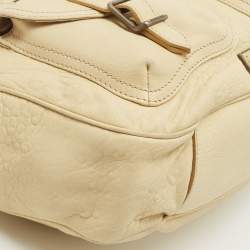 Pre Owned Burberry Light Yellow Leather Multiple Pocket Shoulder Bag