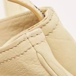 Pre Owned Burberry Light Yellow Leather Multiple Pocket Shoulder Bag