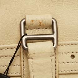 Pre Owned Burberry Light Yellow Leather Multiple Pocket Shoulder Bag