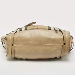 مملوكة مسبقًا Burberry Beige Leather and Canvas Bridle House Check Canvas Satchel