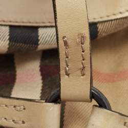 مملوكة مسبقًا Burberry Beige Leather and Canvas Bridle House Check Canvas Satchel