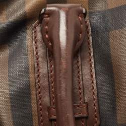 Pre Owned Burberry Dark Brown Smoke Check PVC Small Northfield Tote