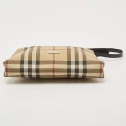 Pre Owned Burberry Beige House Check PVC Pochette 