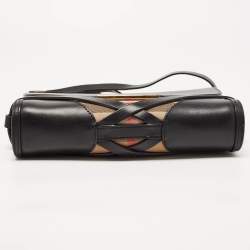 مملوكة مسبقًا Burberry Black House Check Canvas and Leather Abbott Shoulder Bag