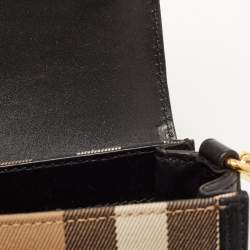 مملوكة مسبقًا Burberry Black House Check Canvas and Leather Abbott Shoulder Bag