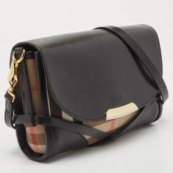 Burberry Black House Check Canvas and Leather Abbott Shoulder Bag