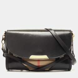 Burberry Black House Check Canvas and Leather Abbott Shoulder Bag