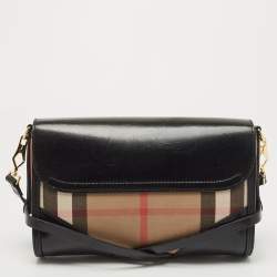 Burberry Black House Check Canvas and Leather Abbott Shoulder Bag