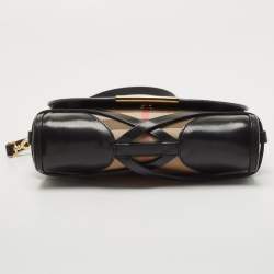 Burberry Black House Check Canvas and Leather Abbott Shoulder Bag