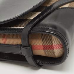 Burberry Black House Check Canvas and Leather Abbott Shoulder Bag