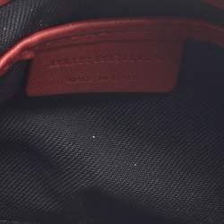 Pre Owned Burberry Red Haymarket Check Canvas and Leather Crossbody Bag