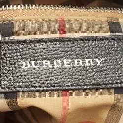 Pre Owned Burberry Black Leather Small Banner Tote