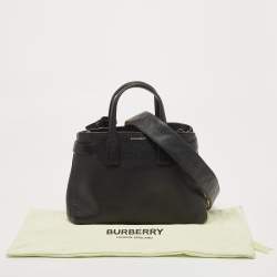 Pre Owned Burberry Black Leather Small Banner Tote