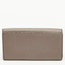 Pre Owned Burberry Beige Leather Flap Continental Wallet