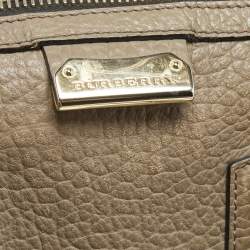 Pre Owned Burberry Grey Grain Leather Gladstone Satchel