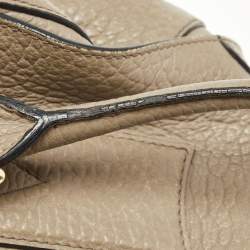 Pre Owned Burberry Grey Grain Leather Gladstone Satchel