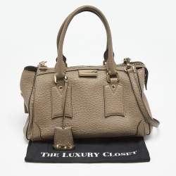 Pre Owned Burberry Grey Grain Leather Gladstone Satchel