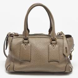 Pre Owned Burberry Grey Grain Leather Gladstone Satchel