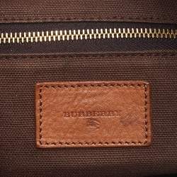 Pre Owned Burberry Beige/Brown House Check Canvas and Leather Hobo
