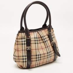 مملوكة مسبقًا Burberry Beige Haymarket Check Coated Canvas and Leather Small Northfield Tote
