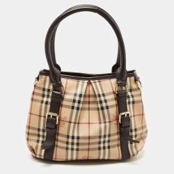مملوكة مسبقًا Burberry Beige Haymarket Check Coated Canvas and Leather Small Northfield Tote