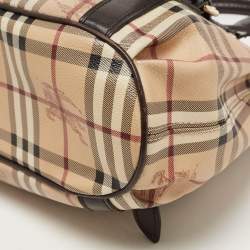 مملوكة مسبقًا Burberry Beige Haymarket Check Coated Canvas and Leather Small Northfield Tote