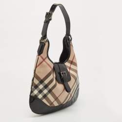 Pre Owned Burberry Black/Beige Nova Check PVC And Patent Leather Brooke Hobo