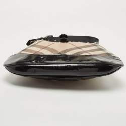 Pre Owned Burberry Black/Beige Nova Check PVC And Patent Leather Brooke Hobo