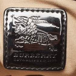 Pre Owned Burberry Black/Beige Nova Check PVC And Patent Leather Brooke Hobo