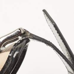 Pre Owned Burberry Black/Beige Nova Check PVC And Patent Leather Brooke Hobo