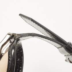 Pre Owned Burberry Black/Beige Nova Check PVC And Patent Leather Brooke Hobo