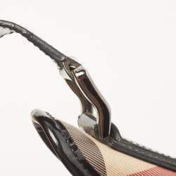 Pre Owned Burberry Black/Beige Nova Check PVC And Patent Leather Brooke Hobo