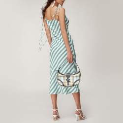 Pre Owned Burberry Blue/Grey Nova Check Coated Canvas and Leather Hobo