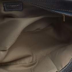 Pre Owned Burberry Blue/Grey Nova Check Coated Canvas and Leather Hobo