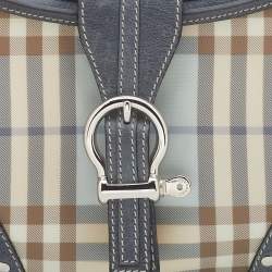 Pre Owned Burberry Blue/Grey Nova Check Coated Canvas and Leather Hobo