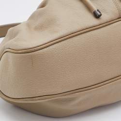 Pre Owned Burberry Cream Leather Drawstring  Hobo