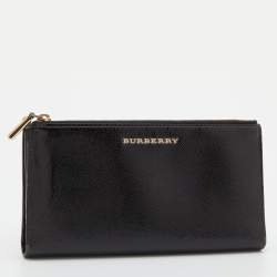 Burberry Black Patent Leather Long Zip Wallet