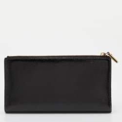 Burberry Black Patent Leather Long Zip Wallet